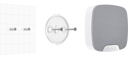 HomeSiren Jeweller sirena bianca wireless con elementi di montaggio