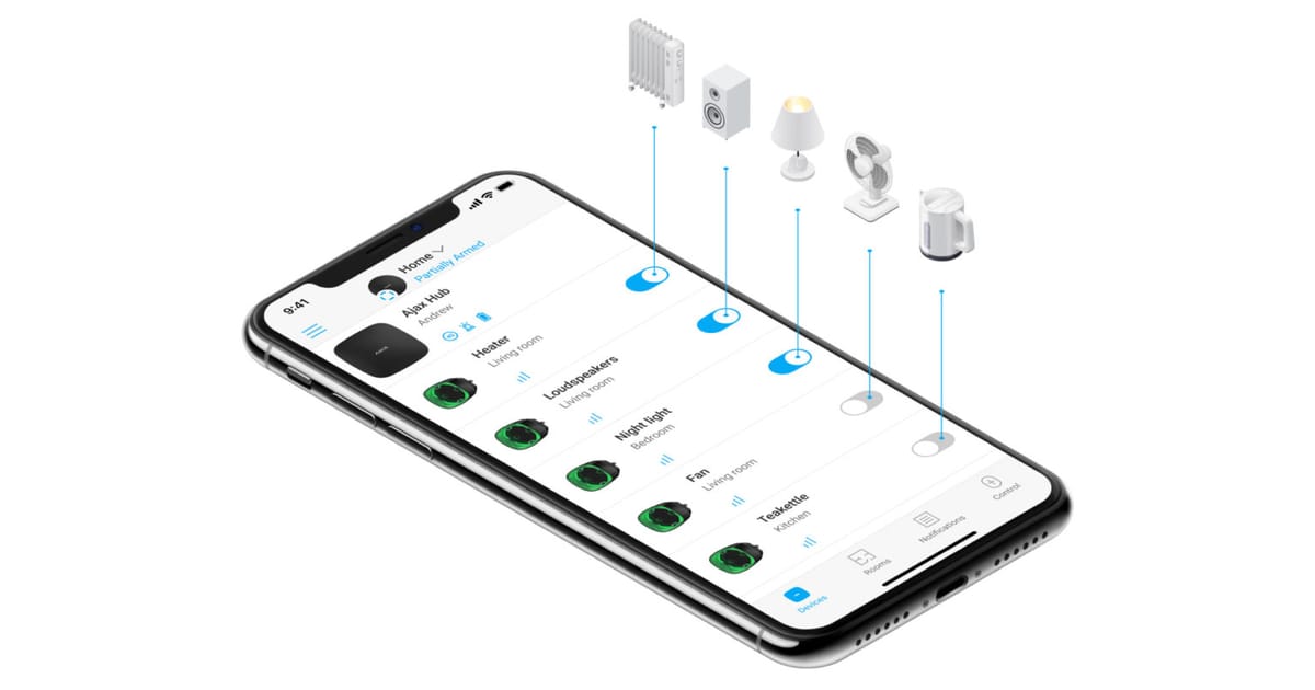 Presa intelligente Ajax System controllo da Smartphone